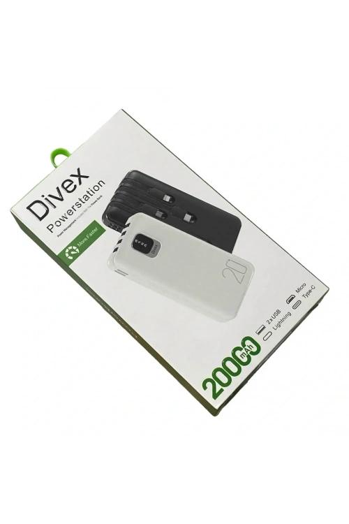 Divex 20000 mAh Powerbank 4 Farklı Kablo Çıkışlı DP-402