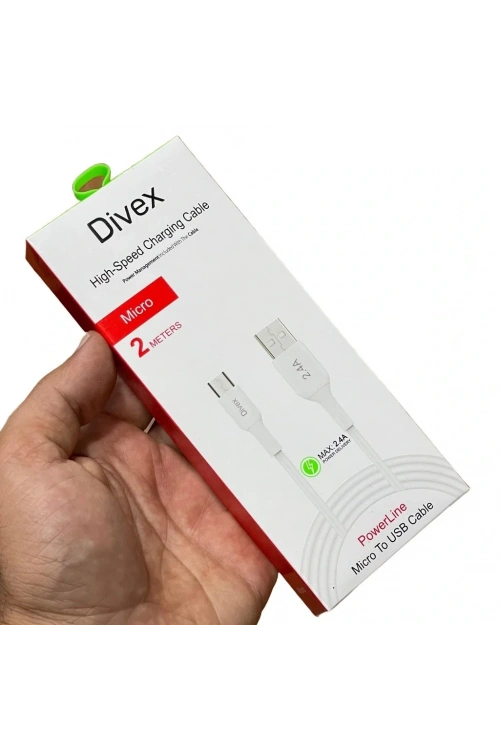 Divex 2.4A Micro USB Hızlı Şarj Data Kablosu 2 Metre DC-120