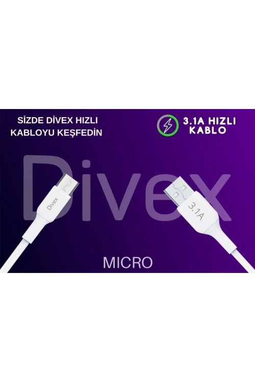 Divex 3.1A Micro USB Hızlı Şarj Data Kablosu 1 metre DC-110