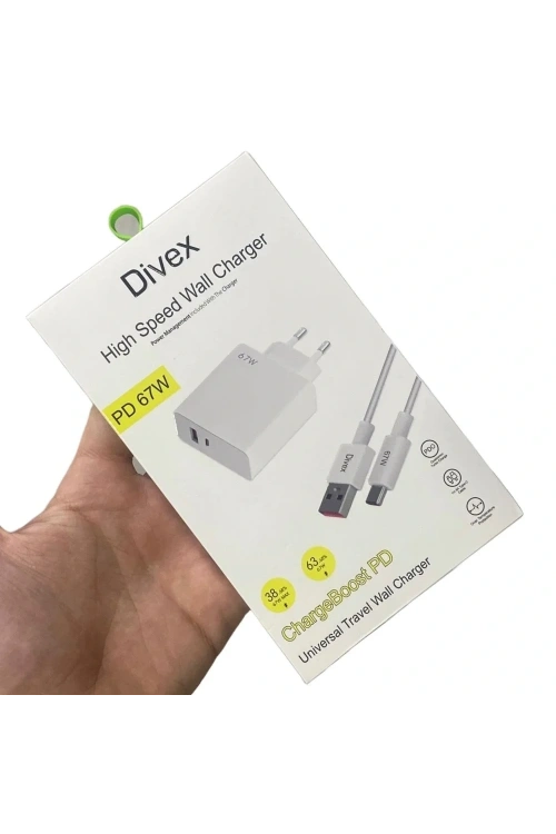 Divex 67W Type-C ( USB-C ) + USB Yüksek Hızlı Şarj Aleti DS-306