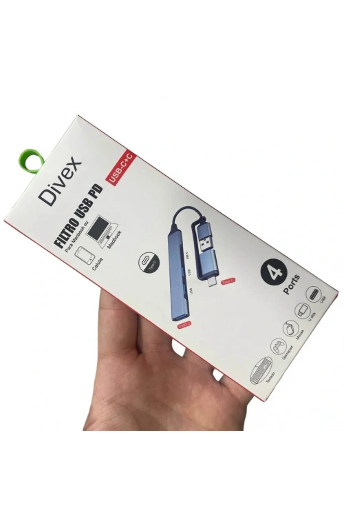 Divex Type-C + USB Girişli 4 Port USB Çoklayıcı USB+Type-C Splitter DX-05