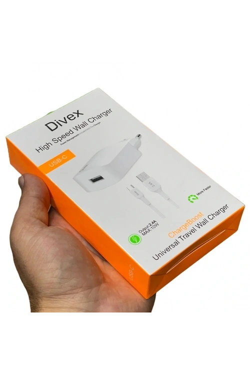Divex Type-C USB Kablo - Adaptör 2.4A Ev Tipi Şarj Aleti DS-202