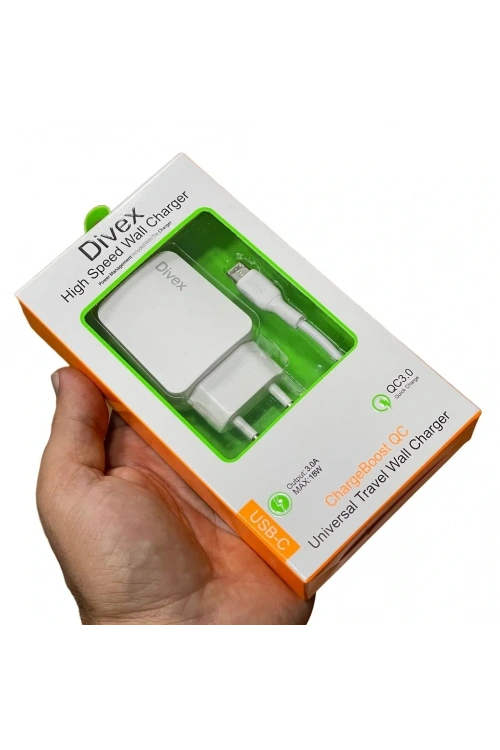 Divex Type-C USB Kablo - Adaptör 3.0A Ev Tipi Şarj Aleti DS-212