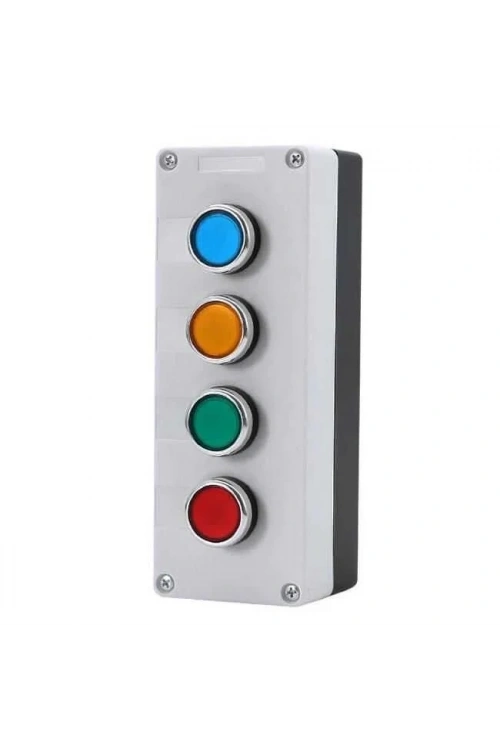 Dörtlü Push Buton Kutusu - Kırmızı / Yeşil / Sarı / Mavi
