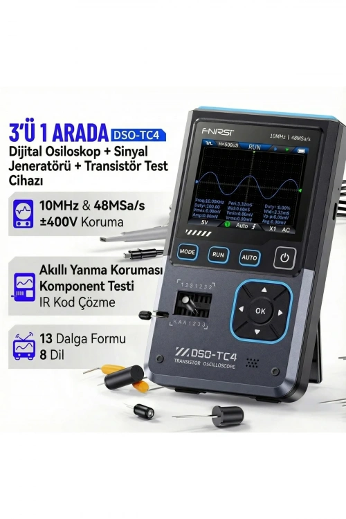 DSO-TC4 10MHz 48MS/s 3in1 Osiloskop Transistör Test ve Sinyal Jeneratörü