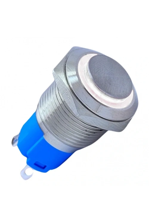 E24 16mm Metal Buton Kalıcılı 12-24V Beyaz Led 1No/1NC 