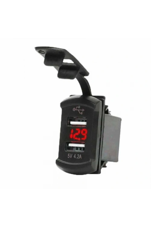 Ekranlı 5V 2.1A Çift Çıkışlı USB Şarj Modülü Kırmızı