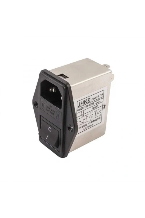 EMI Filtre 10A Anahtarlı Erkek Power Soketi - Sigorta Yuvalı