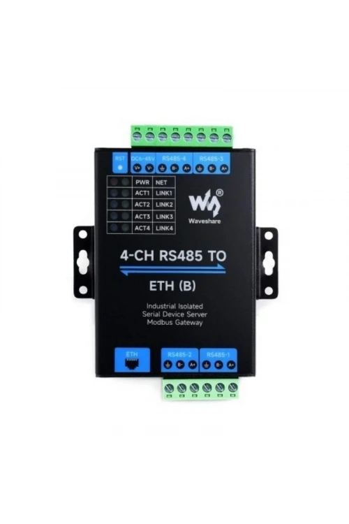 Endüstriyel 4 Kanal RS485 - RJ45 Ethernet Modülü