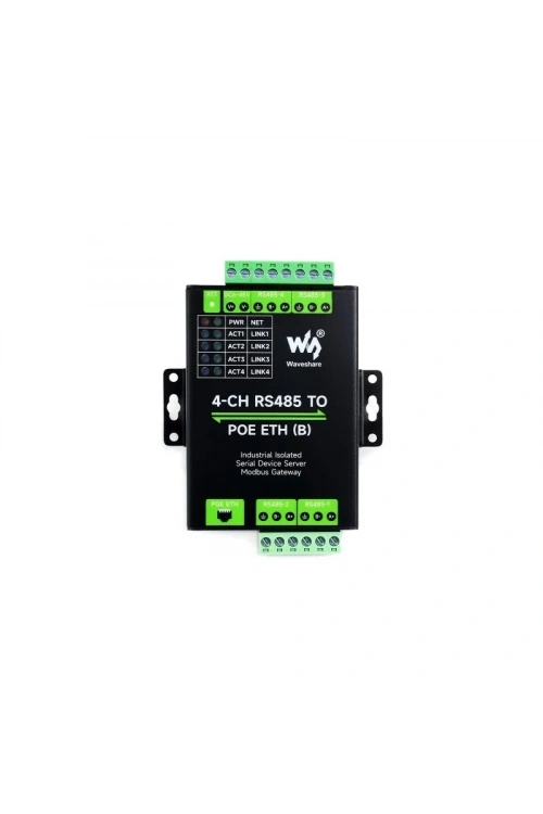 Endüstriyel 4 Kanal RS485 - RJ45 Ethernet Modülü - PoE Ethernet Port (B)