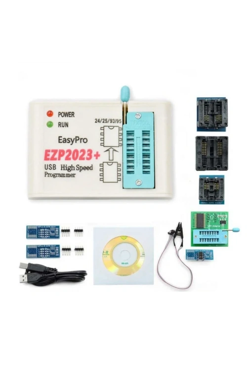 EZP2023+ EEPROM Bios USB SPI Programlayıcı +3 Çevirici Adaptör ve Test Klipsi