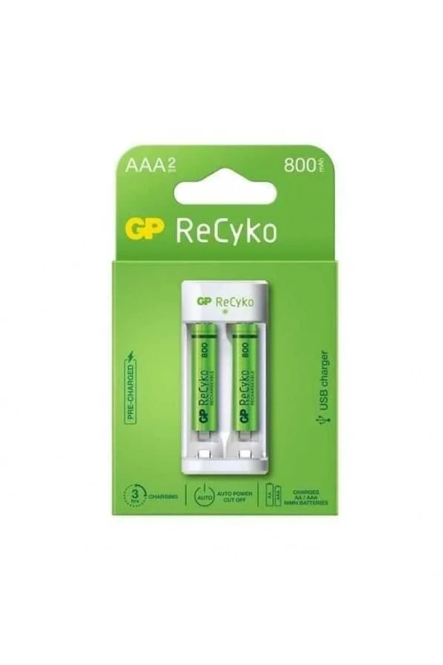 GP 2li 800mAh AAA Şarj Edilebilir Pil + USB Şarj Cihazı