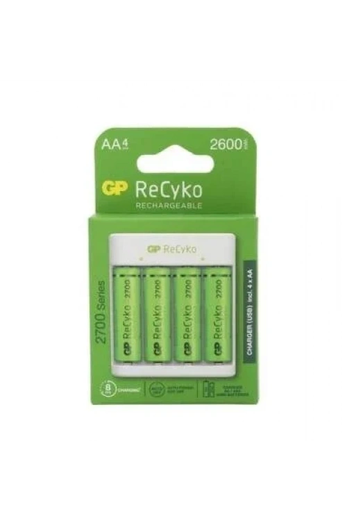 GP ReCyko+ 4lü 2600mAh AA Şarj Edilebilir Pil + USB Pil Şarj Cihazı