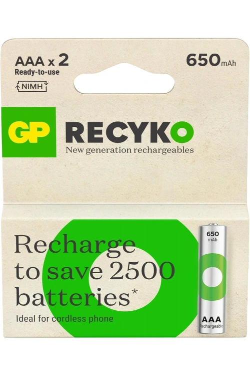 GP ReCyko 650 Serisi Şarjlı AAA İnce Kalem Pil 2li
