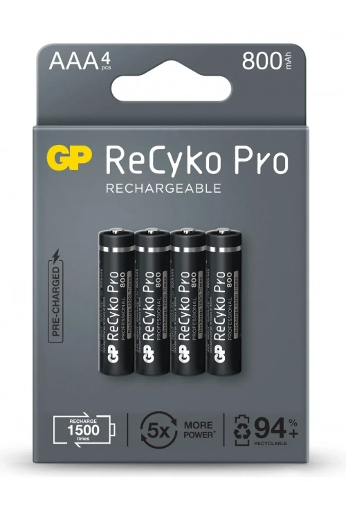 GP Recyko 850 Serisi Pro Siyah AAA Şarjlı Pil 4lü