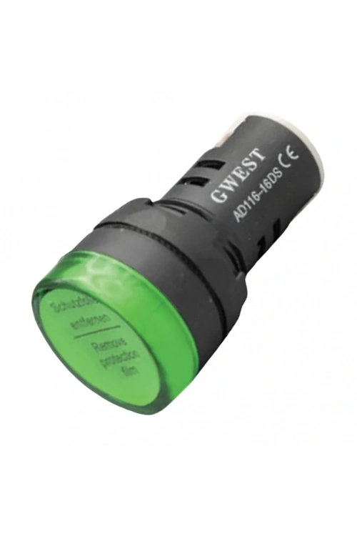 Gwest 16-24V-Y 16mm Yeşil Ledli Sinyal Lambası 24V