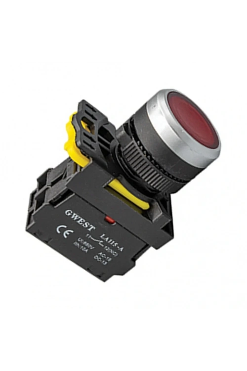 Gwest A5-01D-24 22mm Kırmızı Led Işıklı Yaylı Stop Buton 24V 1NO