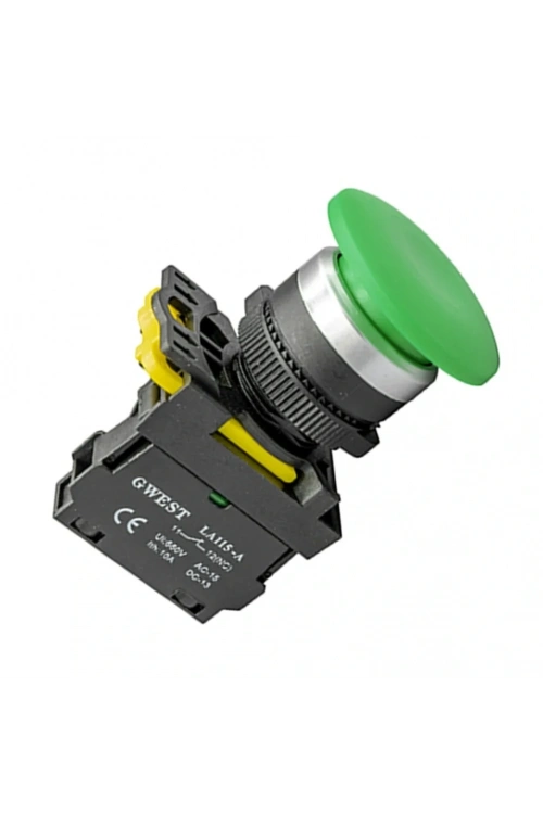 Gwest A5-10M 22mm Yeşil Kayıcı Start Mantar Buton 1NO