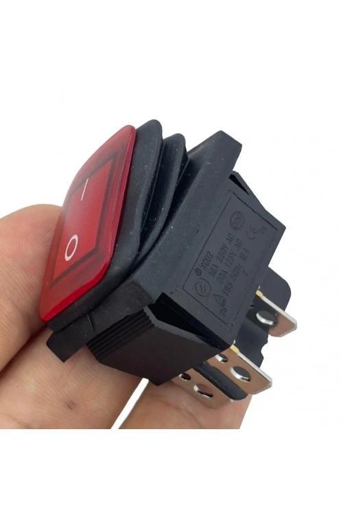 IC-104W Geniş Körüklü Işıklı Anahtar On-Off 4P Kırmızı