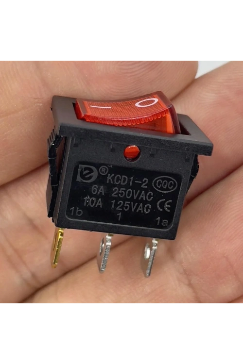 IC-118 Mini Işıklı Anahtar 3P Siyah + Kırmızı Işık