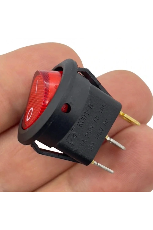IC-131 Yuvarlak Işıklı Anahtar On-Off 3P Kırmızı