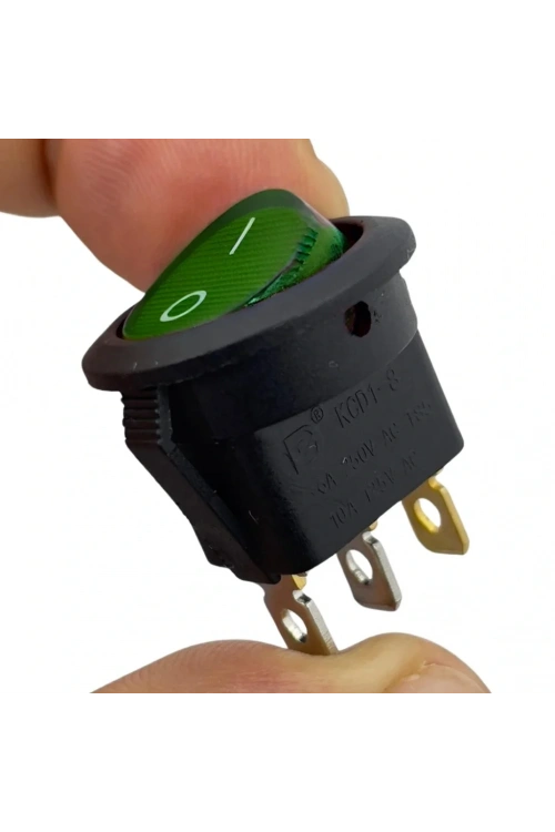IC-131 Yuvarlak Işıklı Anahtar On-Off 3P Yeşil