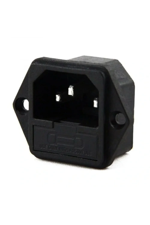 IC-213 C14 Power Soket Erkek Şase Kulaklı (Sigorta Yuvalı)
