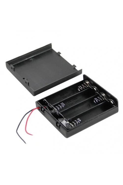 IC-233F AA Pil Yuvası 4lü Kapaklı Switchli