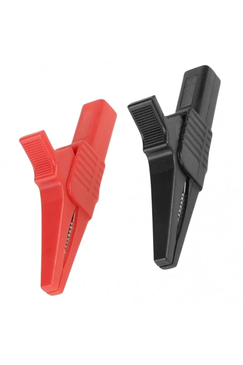 IC-243C 4mm Banana Jak Girişli Krokodil 85mm Siyah Kırmızı 2li Set