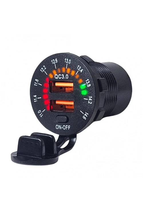 IC-266D-5 Pano Tip Akü Göstergeli İkili USB 3.0