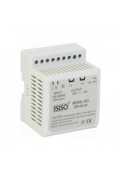 IDR-45-24 - 45W 24VDC 2A Raya Montajlı Güç Kaynağı