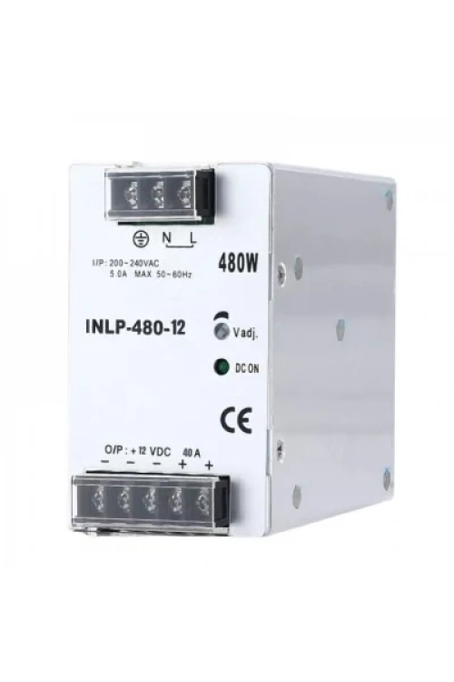 INLP-480-12 - 480W 12VDC 40A Raya Montajlı Güç Kaynağı