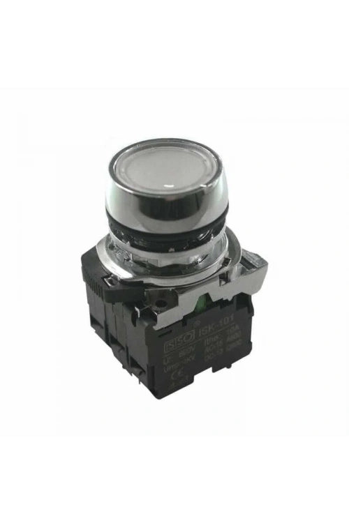 ISM-BW31B5 24V Işıklı Yaylı Metal Buton - Beyaz