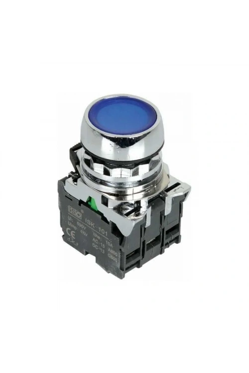 ISM-BW36B5 24V Işıklı Yaylı Metal Buton - Mavi