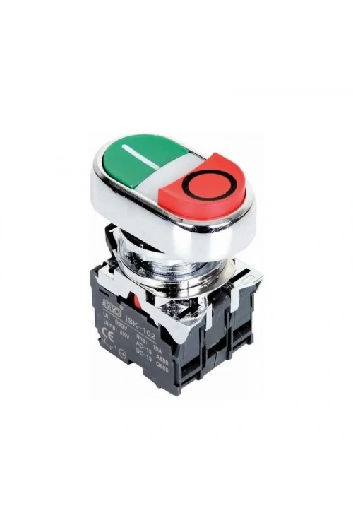 ISM-BW84B5 24V Metal Işıklı Çift Yaylı İkiz Buton