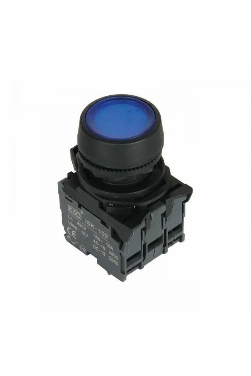 ISP-AW36B5 24V Led Işıklı Yaylı Buton - Mavi