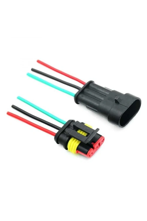Kablolu 3-Pin Su Geçirmez Konnektör Takımı