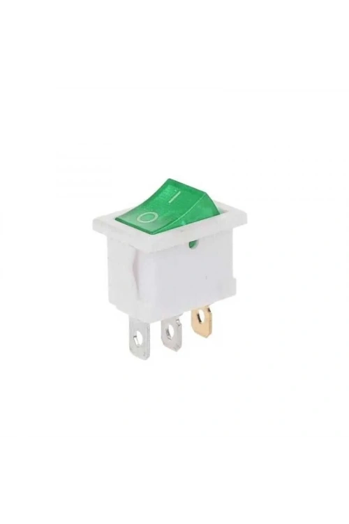 KCD1 Beyaz Yeşil Işıklı On/Off Anahtar 3 Pin