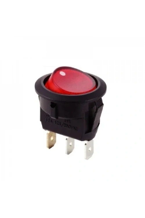 KCD1 Siyah Kırmızı Işıklı On/Off Anahtar 3 Pin