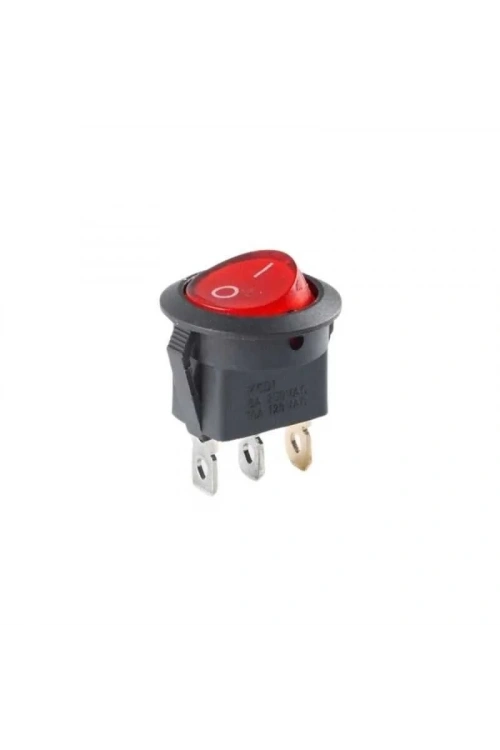 KCD1 Siyah Kırmızı Işıklı On/Off Anahtar 3 Pin