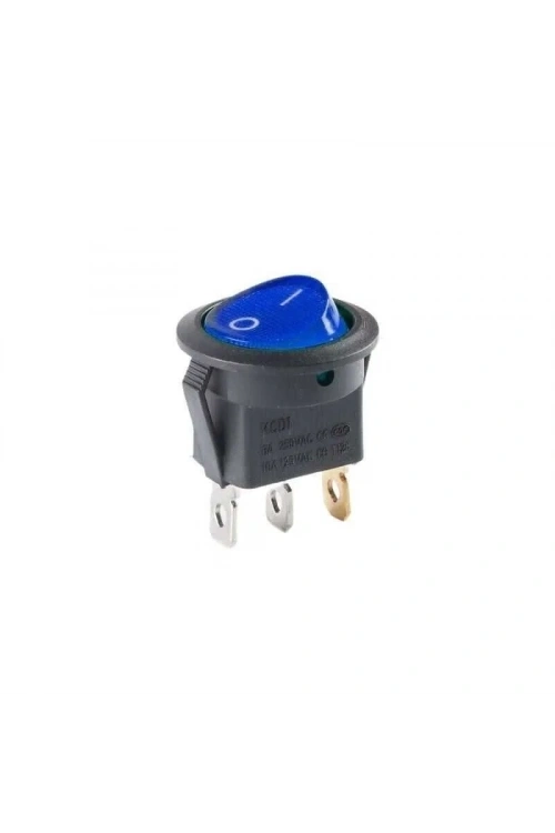 KCD1 Siyah Mavi Işıklı On/Off Anahtar 3 Pin