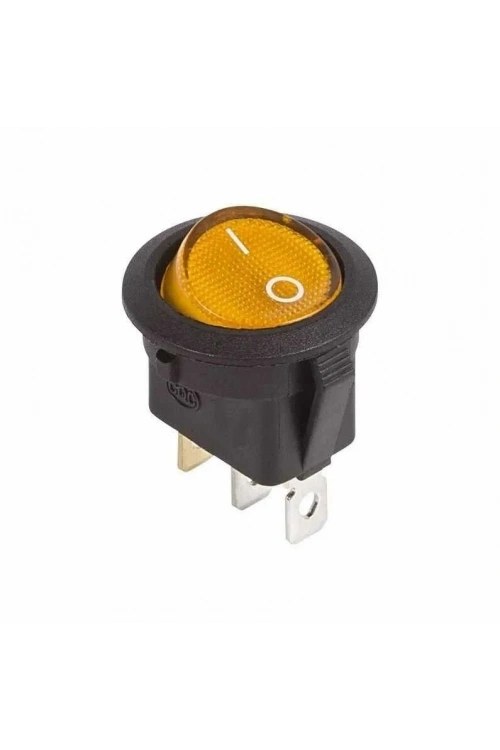 KCD1 Siyah Sarı Işıklı On/Off Anahtar 3 Pin