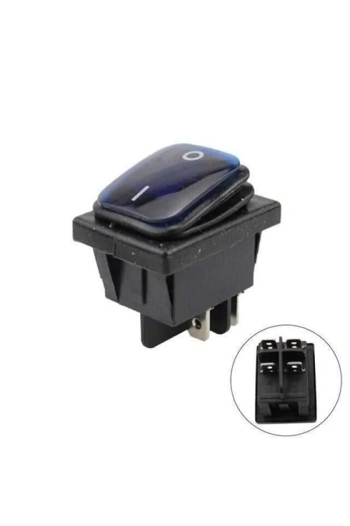 KCD4 Su Geçirmez 30A Mavi Led Işıklı ON-OFF Anahtar 4 Pin