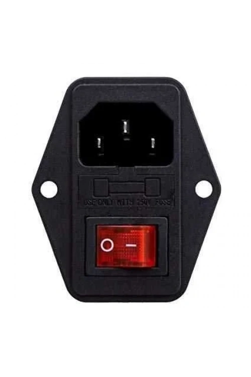 Kulaklı Erkek Power Soketi - Işıklı Anahtarlı