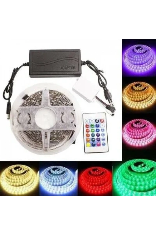 Kumandalı 3 Çipli Su Geçirmez RGB Şerit Led - 5 Metre