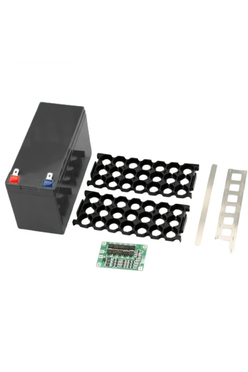 Li-ion 18650 3S 7P 12V 21li Akü Kutusu Seti - Siyah