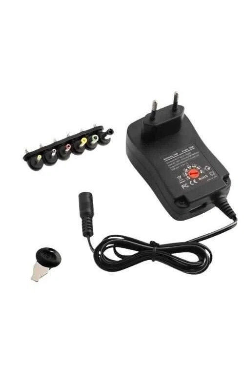 MANUAL-30W 3-12V Ayarlı Adaptör - 5V USB ve 6 Farklı Çıkış Ucu