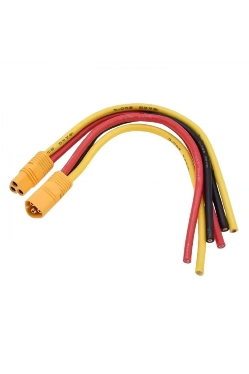 MT60 3-Pin Dişi-Erkek Lipo Pil Şarj Kablosu Seti 10cm