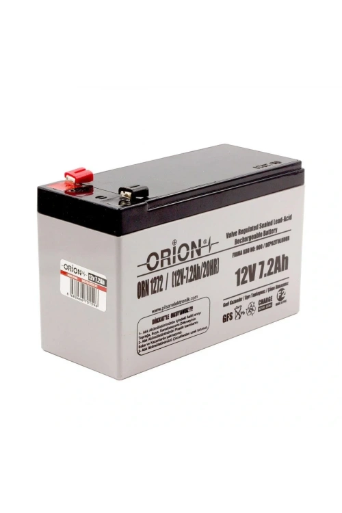 Orion 12V 7.2Ah Bakımsız Kuru Akü - T2 Kalın Soket
