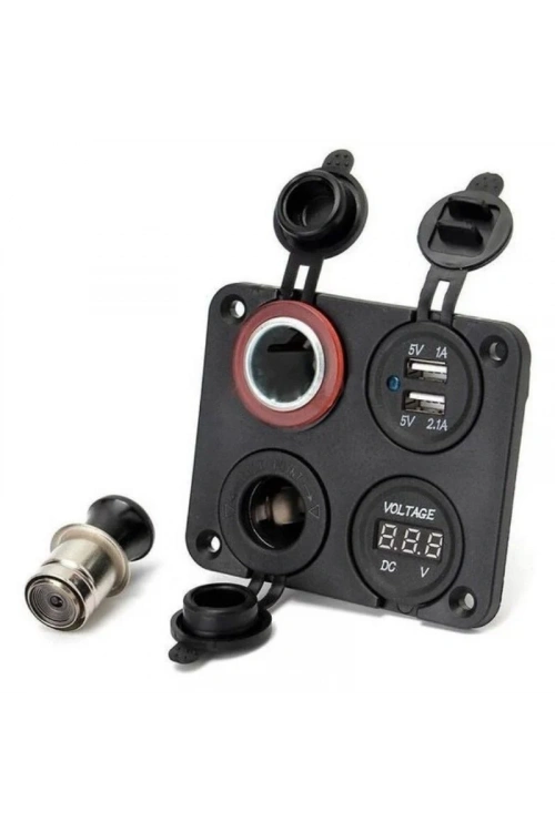 Oto Çakmak, Dişi Çakmaklık Soketi, Voltaj Göstergesi ve 2x5V USB Marine Panel